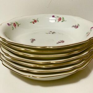 H&G Self Bavaria Soup Plates Wild Flowers Germany 8” Set of 7